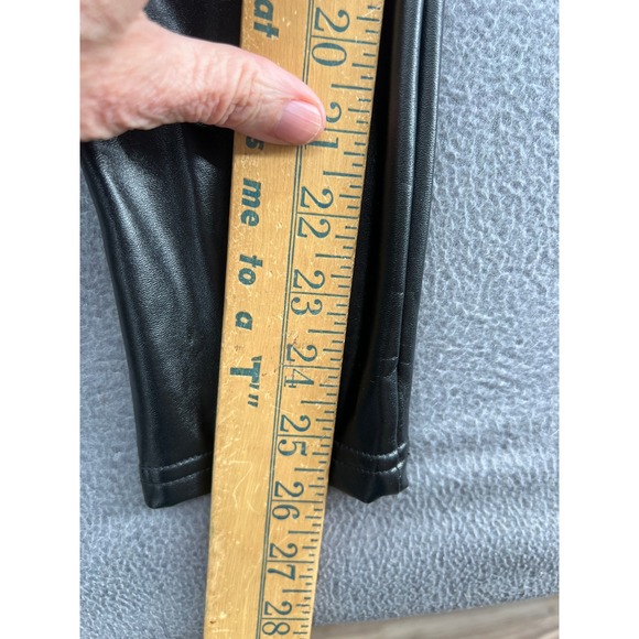 Spanx Leggings Sz S High Waisted Faux Leather Black Shiny Stretch Athleisure - Picture 6 of 10